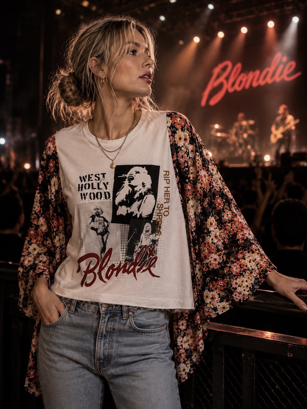 Custom Upcycled Blondie Poncho Kimono Pullover Top OSFM OOAK